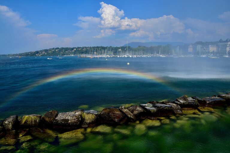 A rainbow over Lake Geneva