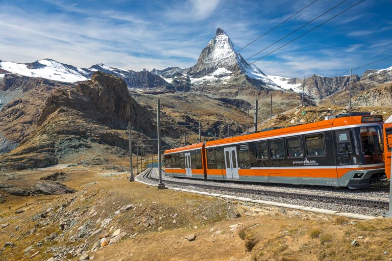 Gornergrat train with the Matterhorn above Zermatt