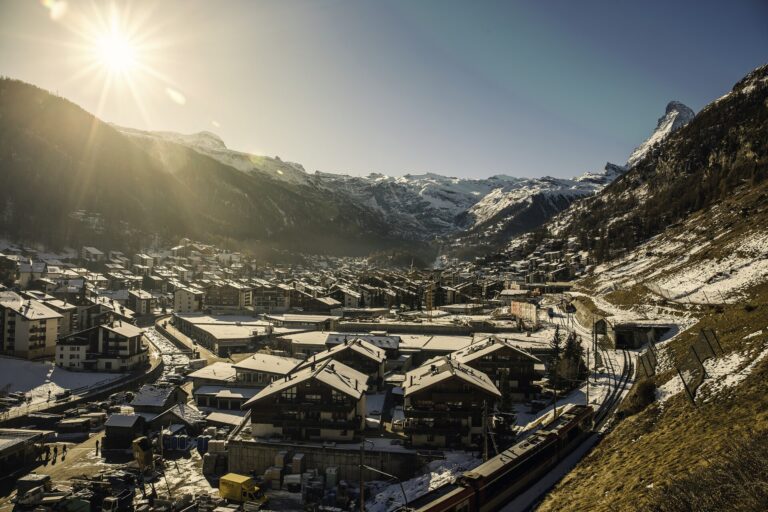 Zermatt village in its valley